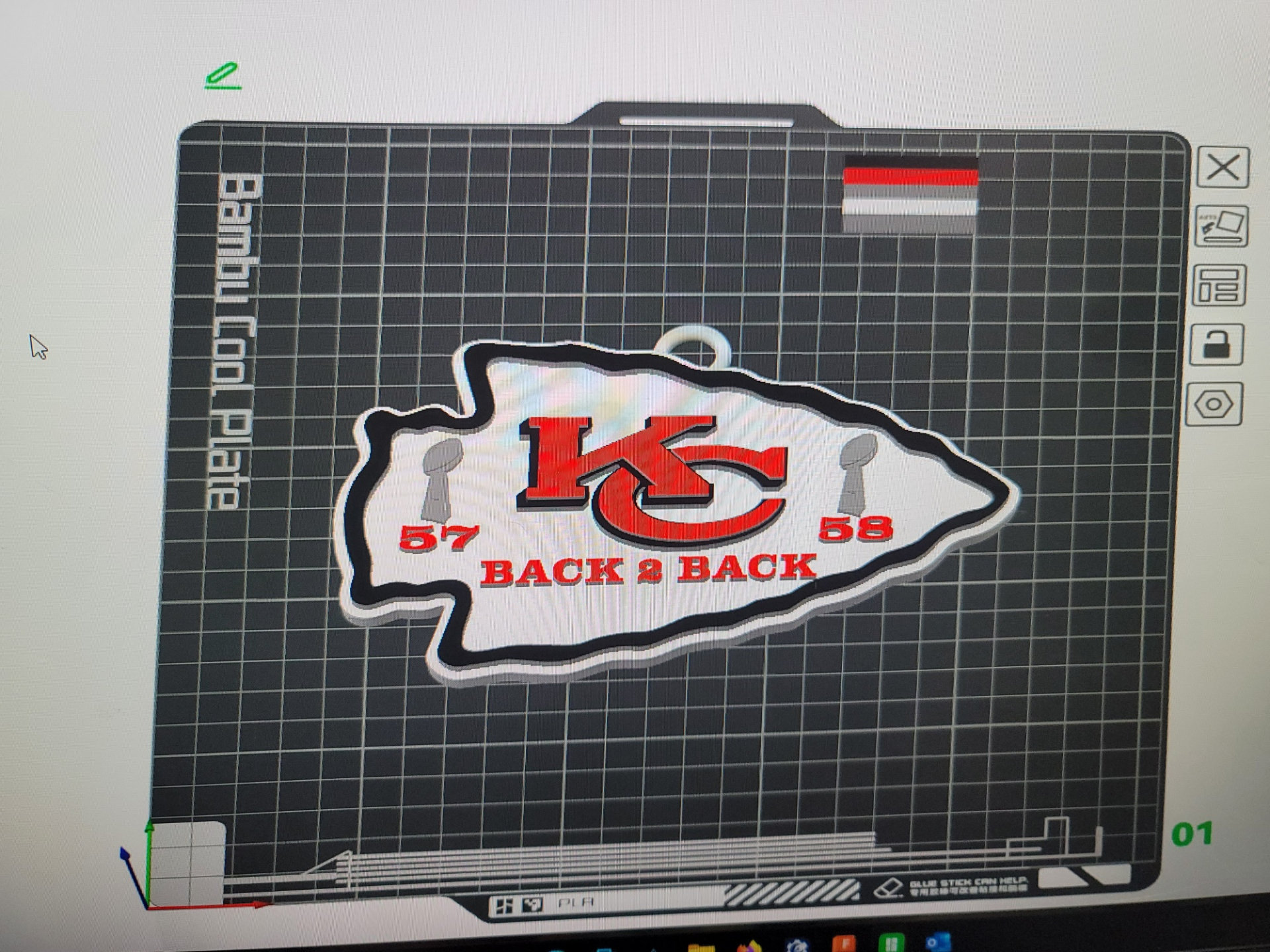 kansas city chiefs back 2 w loop 3d logo 180mm series by mercadogarzas hobby & diy sport outdoors superbowl superbowl58 super bowl football nfl chain back2back 3D print model - Mito3D