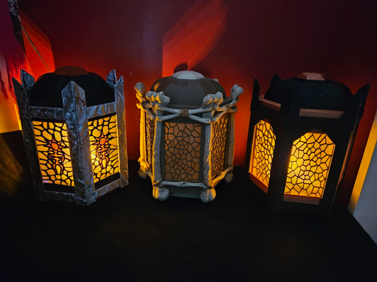 modular fantasia lanterna by espada escura criações casa decoração luminária medieval luz personalizadas opções fogo vela eletrônicos faça conduziu larp lâmpada unicórnio china japão castelo bambu catedral 3d print model - Mito3D