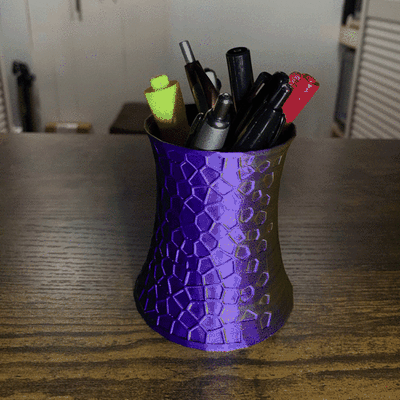 poly semi-voronoi pen cup vase mode remixed by bre3dlove designs household office holder desk desktop case planter decor voronoi home modern pencil vasemode 3d print model - Mito3D