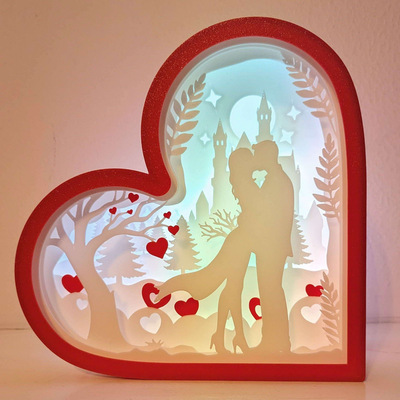 red hearts shadowbox plates technerd heart shaped lover's remixed by mr c household decor fairy light valentine's day 3d lightbox 3d print model - Mito3D