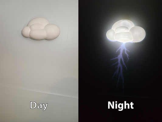 stormy dreams cloud night light w lightning bolt by printmint household decor diy wall home lighting projection ambient led art maker project bedroom mountable enchanting atmosphere unique lamp atmospheric design thunder storm wall-mounted crafted imaginative custom 3d print model - Mito3D