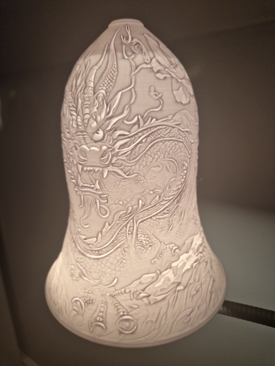 year of dragon 2024 lamplithophane by patrikgrantz household decor lamp light lithophane bell hanging dragonlamp dragonlight window windowlight shine 3d print model - Mito3D