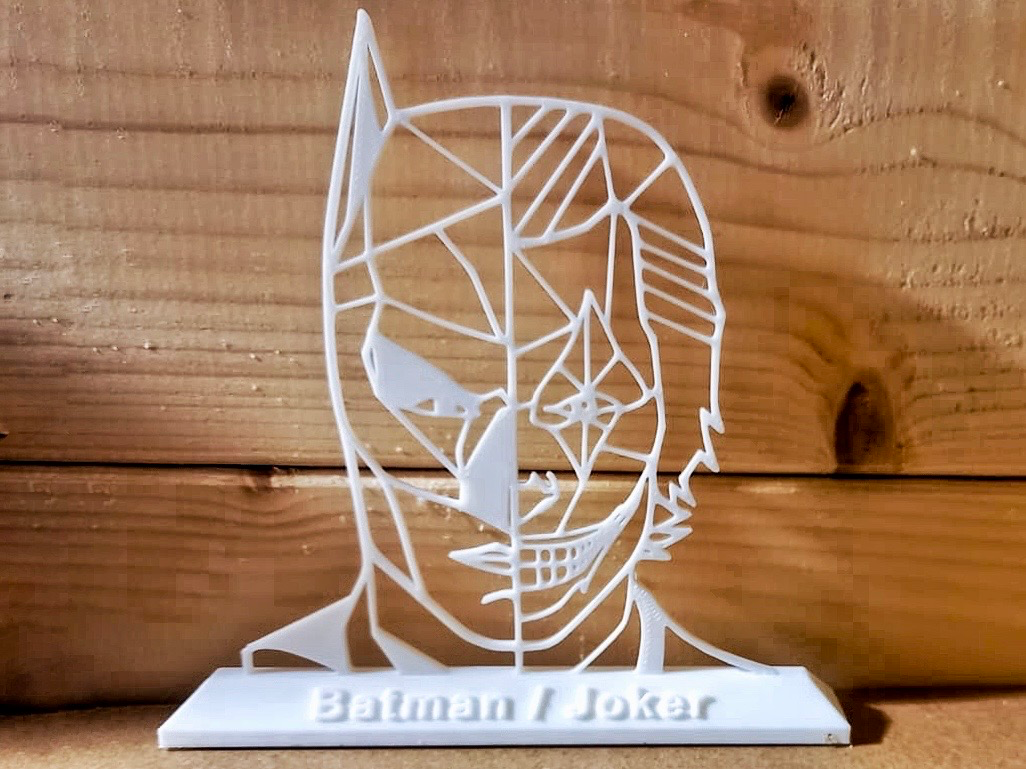 geometrik poli batman joker hayran sanat dekor by b engineer heykeller dc çizgi roman süper kahraman fanart 3d heykel duvar dekorasyon 3D print model - Mito3D