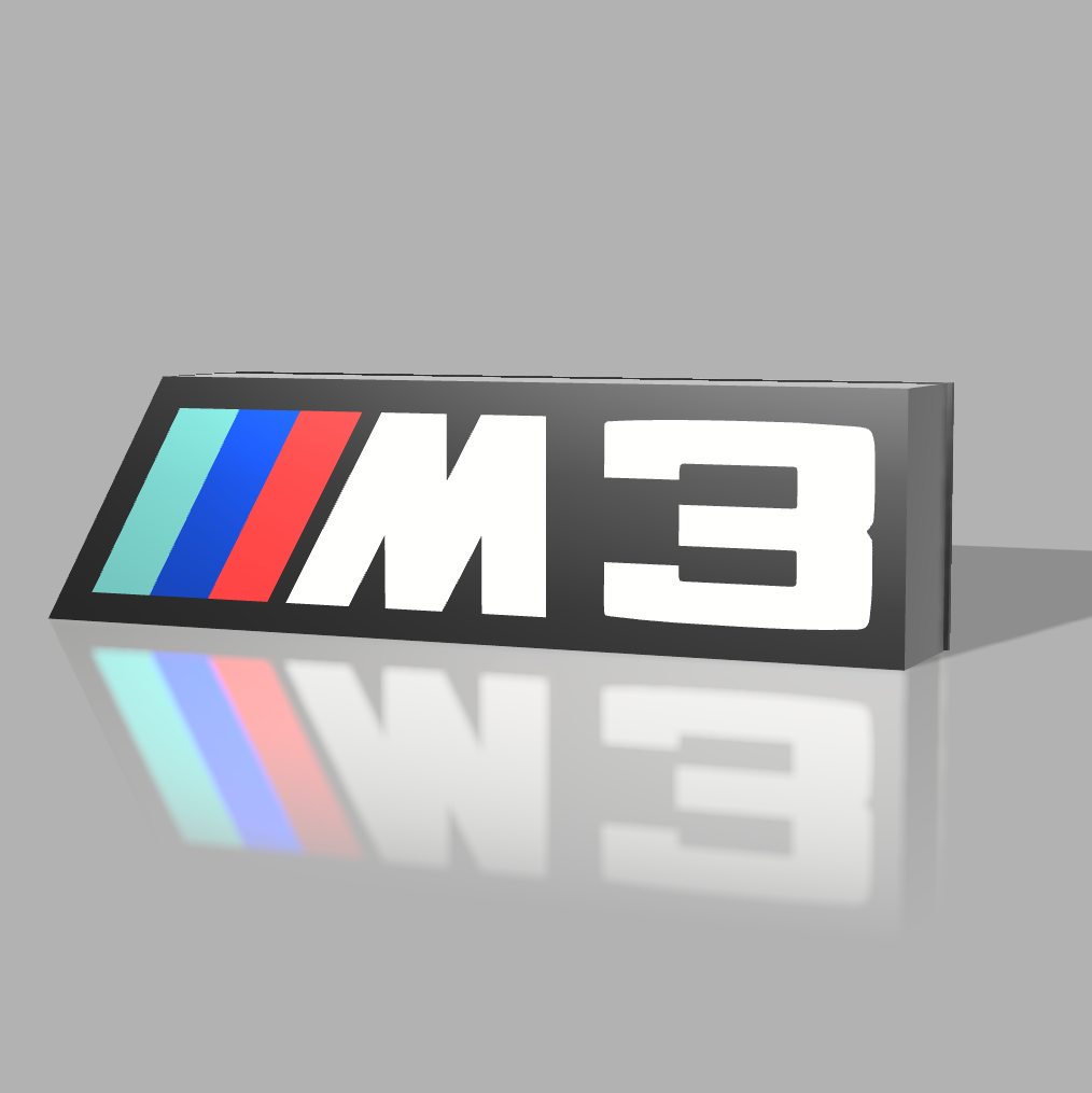 bmw m3 logo luce scatola by minestra 3d domestico arredamento lightbox lampada guidato box auto uomo delle caverne sprint gara 3D print model - Mito3D