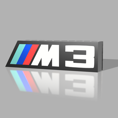 bmw m3 logo lumière boîte by soupe 3d ménage décor boite lampe led garage homme cavernes sprint course 3d print model - Mito3D