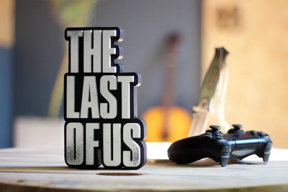 last of us logo display by orangess art signs & logos tlou game decor gaming gamer games pc xbox ps4 ps5 playstation survival black white decoration stand 3D print model - Mito3D