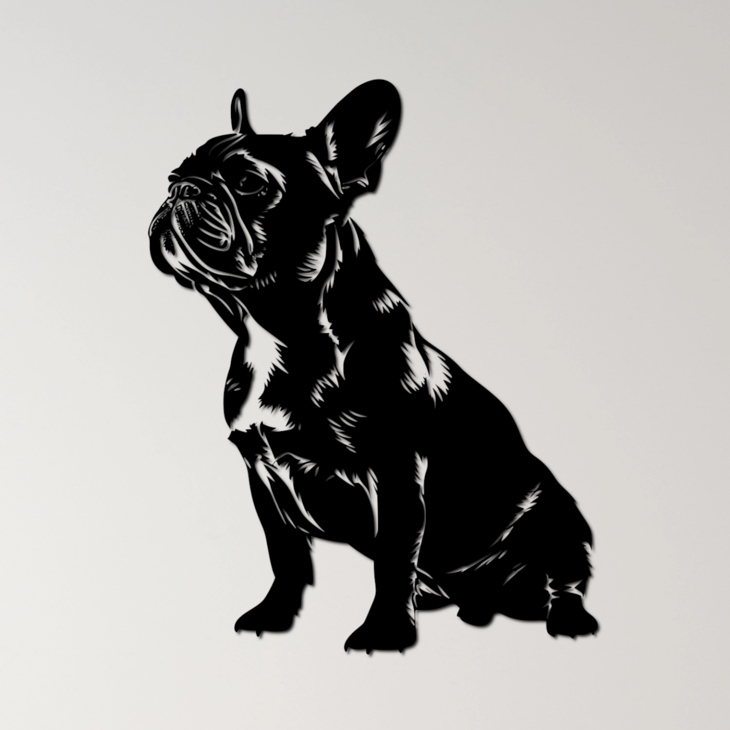 francês buldogue parede arte by ri0m0 2d bulldog cão animal companheiro fofa procriar cachorro canino amigáveis rugas brincalhão pequeno fiel peludo doméstico nariz arrebitado encantador 3D print model - Mito3D