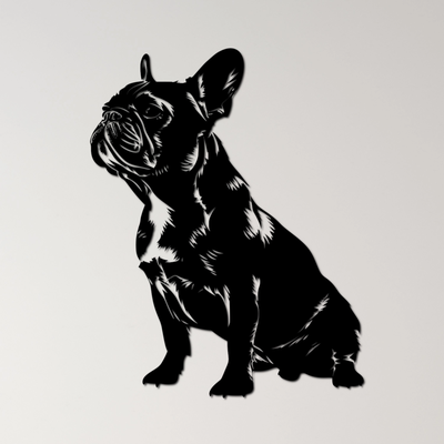 francese bulldog parete arte by ri0m0 2d cane animale domestico compagno carina razza cucciolo canino amichevole rughe giocoso piccolo leale peloso naso camuso affascinante 3d print model - Mito3D