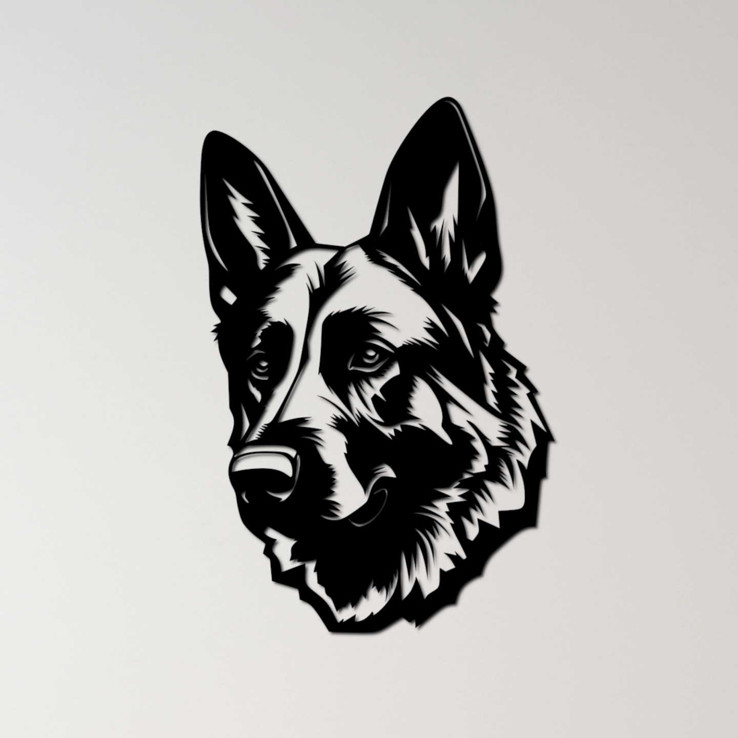 german shephead portrait wall art by ri0m0 2d germanshepherd dog pet police guard loyal intelligent breed canine strong companion shepherd animal working obedient protective agile furry service sepherd 3D print model - Mito3D