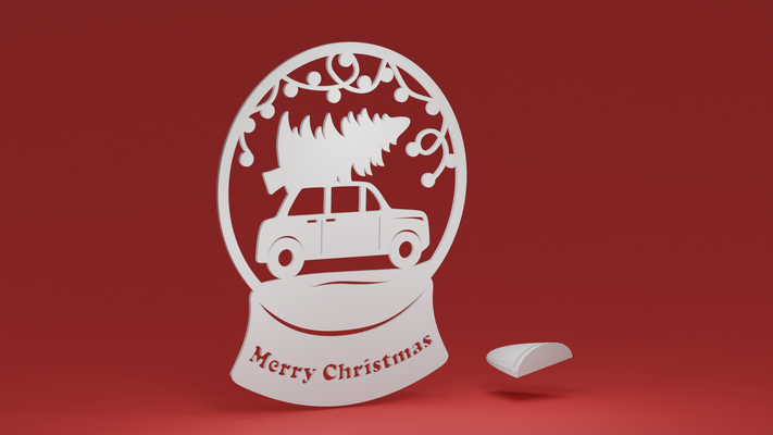 schnee globus retro wagen weihnachten baum optional benutzerdefiniert anzeige stand freistehend by abonnieren haushalt feierlichkeiten vw käfer vwbeetle 3d print model - Mito3D