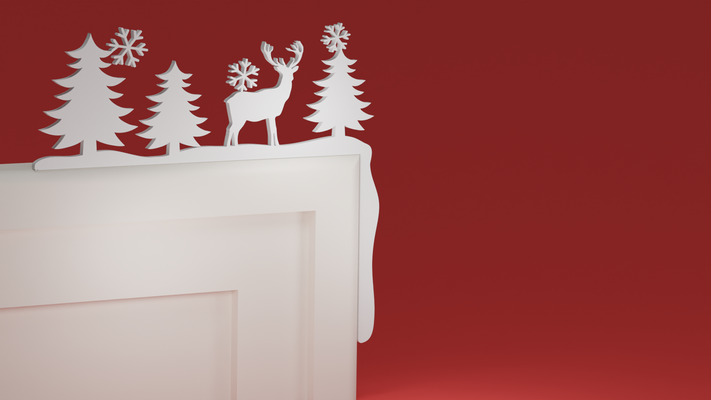 natale porta trim angolo 17 cervo alberi ornamento by maxtee domestico festività 3d print model - Mito3D