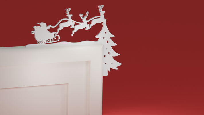 natale porta trim angolo 18 santa slitta renna albero ornamento by maxtee domestico festività 3d print model - Mito3D