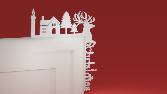 natale porta trim angolo 02 cervo ornamento by maxtee domestico festività 3d print model - Mito3D