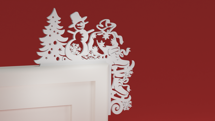 natale porta trim angolo 64 pupazzo neve ghiaccio pattini albero ornamento by maxtee domestico festività 3d print model - Mito3D