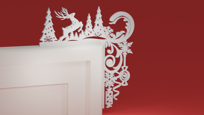 natale porta trim angolo 62 renna ornamento by maxtee domestico festività 3d print model - Mito3D