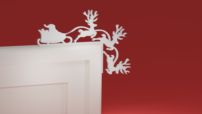 natale porta trim angolo 57 santa slitta renna ornamento by maxtee domestico festività 3d print model - Mito3D