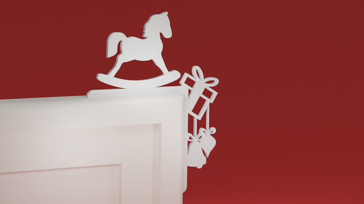 natale porta trim angolo 54 dondolo cavallo i regali ornamento by maxtee domestico festività 3d print model - Mito3D