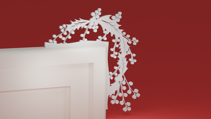 natale porta trim angolo 33 agrifoglio rosso frutti bosco ornamento by maxtee domestico festività 3d print model - Mito3D