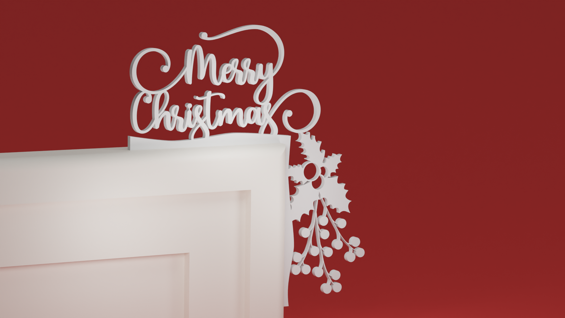 natale porta trim angolo 37 allegro agrifoglio rosso frutti bosco ornamento by maxtee domestico festività 3D print model - Mito3D