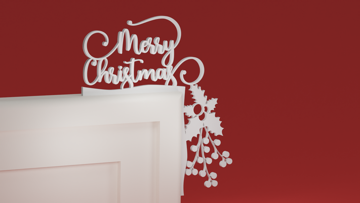 natale porta trim angolo 37 allegro agrifoglio rosso frutti bosco ornamento by maxtee domestico festività 3d print model - Mito3D