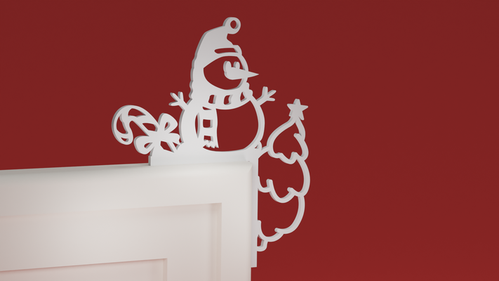 natale porta trim angolo 34 pupazzo neve albero ornamento by maxtee domestico festività 3d print model - Mito3D