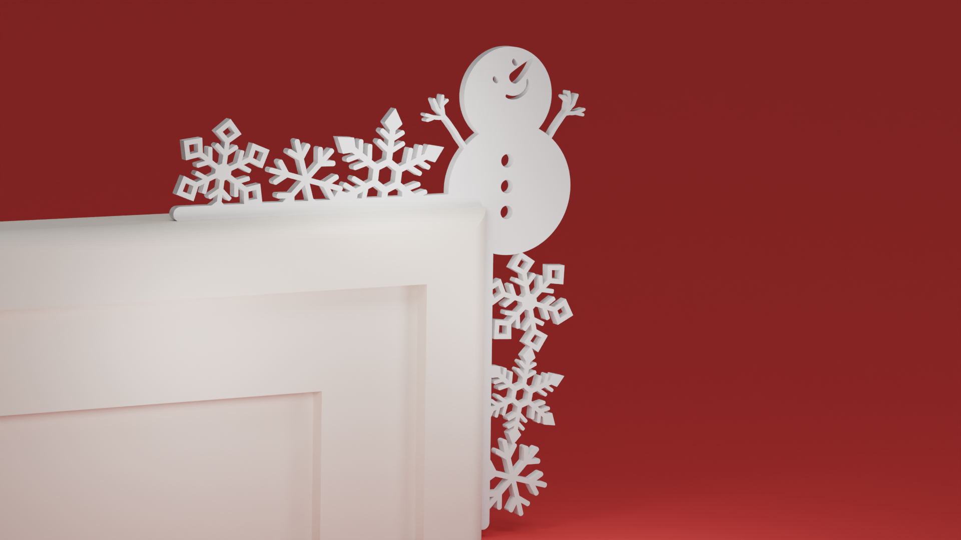 natale porta trim angolo 21 pupazzo neve fiocchi ornamento by maxtee domestico festività 3D print model - Mito3D