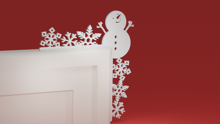 natale porta trim angolo 21 pupazzo neve fiocchi ornamento by maxtee domestico festività 3d print model - Mito3D