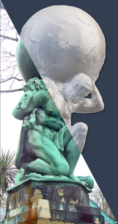 hércules atlas segurando up céu by cubo gelo brinquedos jogos personagens estátua escultura romano bronze terra grego mitologia globo deuses heracles 3d print model - Mito3D