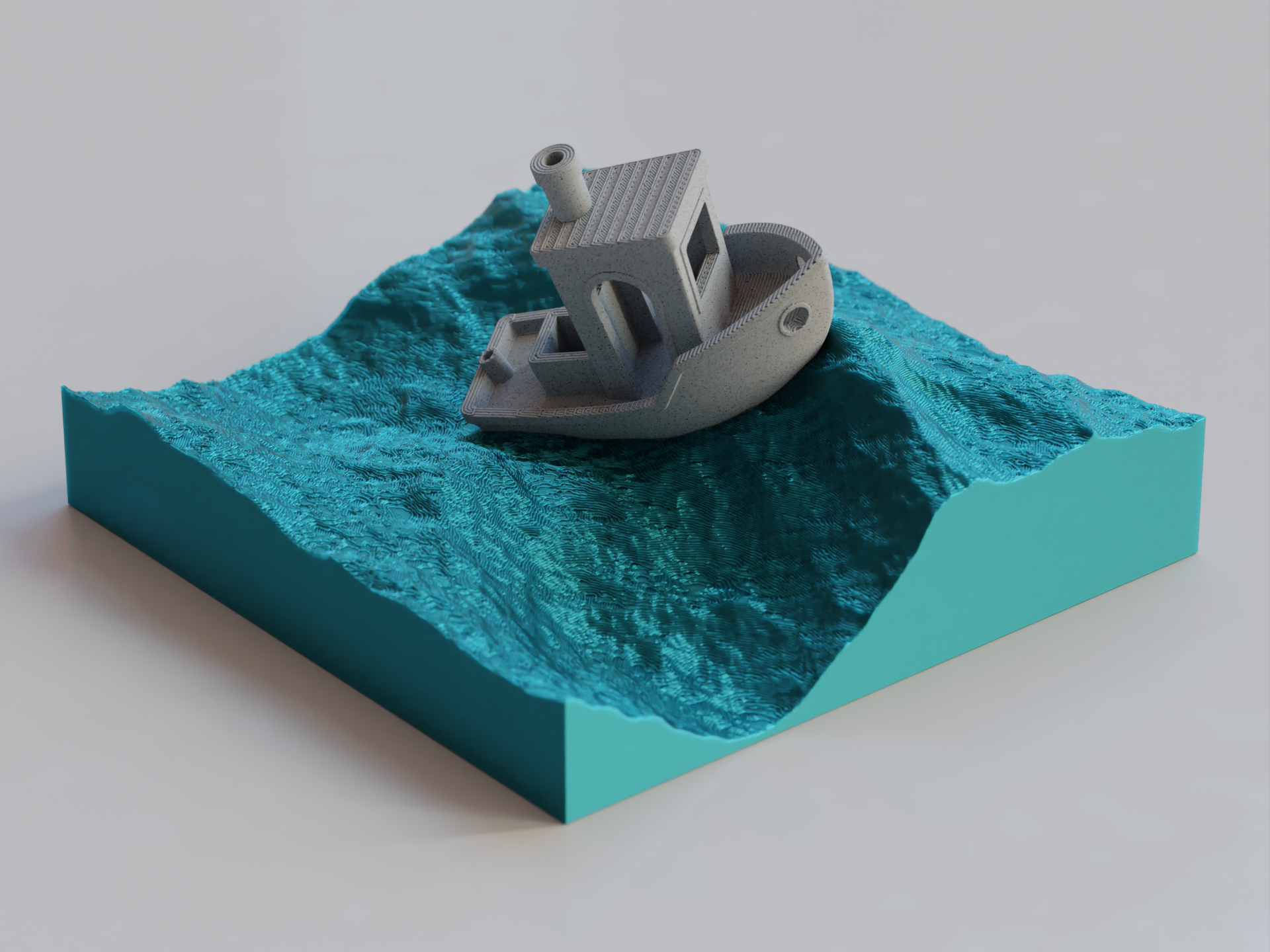 banco tormentoso rude oceano exibição ficar pé mar ondas by hpinvent arte esculturas água onda tempestade trovão 3dbenchy lindo barco bambulab x1 projeto escultura teste modelo 3D print model - Mito3D