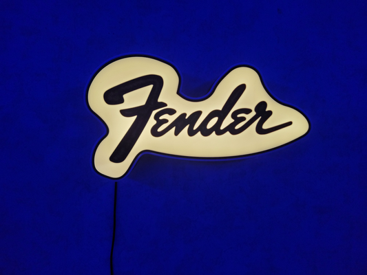 fender logo wall mounted light box by nostalgicprints art signs & logos fenderstratocaster guitar a1 x1 x1c bambu lightbox collection frame led multi color print 3d print model - Mito3D