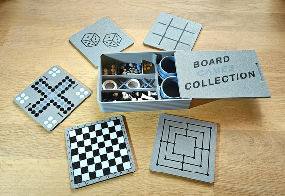 board games collection brettspiele sammlung traveledition by raphineu toys & boardgame boardgames game box spielesammlung brettspielesammlung schach chess chessboard figures schachbrett ludo man angry mensch aergere dich nicht muehle muehlespiel millboardgame nine-man morris ninemensmorris tictactoe portable kniffel dice wuerfelspiel wuerfelbecher yahtzee dicecup travel figure boardgameaccessories 3d print model - Mito3D