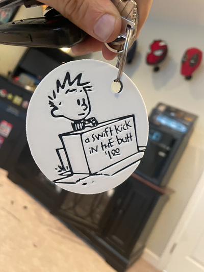 calvin hobbes komik anahtarlık by 3d baskılar hafta moda modeller anahtar zincir sanat 2d renk takas mizah hediye fikir karikatür retro 3d print model - Mito3D