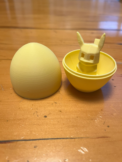 pikachu egg v1 remixed by sonzai toys & games characters easter pokemon hidden suprise poly 3d print model - Mito3D