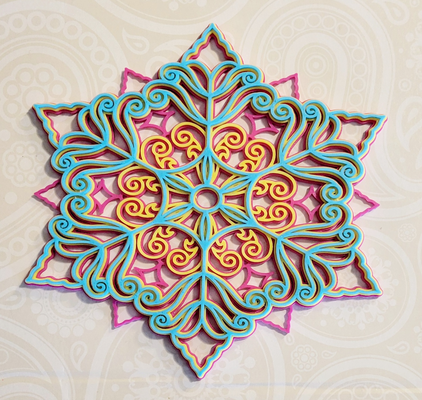 spring mandala by grainne ni mhaille-ladybawlsart art 2d wall decor zentangle easter cake decoration coaster layered design multicolor easy fast print decorations 3d print model - Mito3D