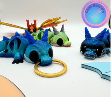 mixnmatch dragon buddy by taikounou toys & games characters articulate flexi fidget articulated creature animal mix match keychain cute no support needed print 3d print model - Mito3D