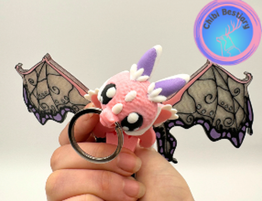 mixnmatch faerie dragon by taikounou toys & games characters fae animal creature flexi flex no supports support articulated fidget keychain mix buddy cute 3d print model - Mito3D