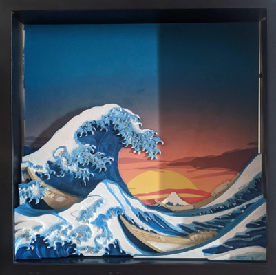 great wave kanagawa remixed by cwfflutter art 2d japan japanese fan 3d print model - Mito3D