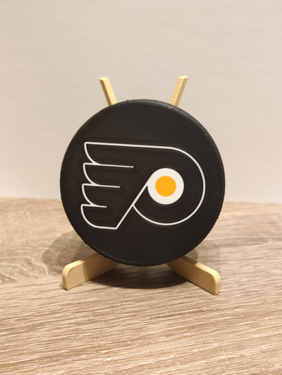 philadelphia flyers puck nhl by carlson art signs & logos decor decoration fan merchandise merch hockey 3d print model - Mito3D