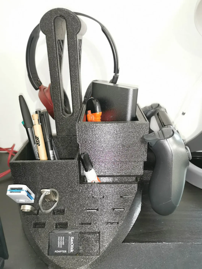 desk organizer by rangebear household office accessories deskorganizer headset pencil pencilholder sd card sdcardcase usb holder 3d print model - Mito3D