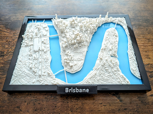 brisbane australien 3d miniatur by jarvijar miniaturen architektur queensland qld fluss rahmen mini stadt stadtbild brücke modell klein terrain geographie topo topographie karte landschaft 3d print model - Mito3D