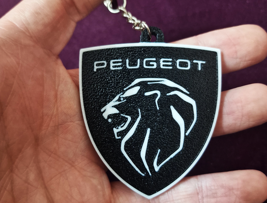 peugeot logo keychain ams ready multicolor 3d printed automotive accessory ultra quality by 3dgioiaprinter hobby & diy accessories printing model making car collector's item unique gift keepsake key holder brand 3d print model - Mito3D