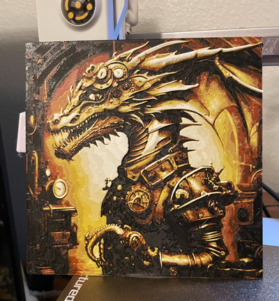 dragon ai hueforge by mwhatch417 generative 3d model & lithophane steampunk filament art 3d print model - Mito3D