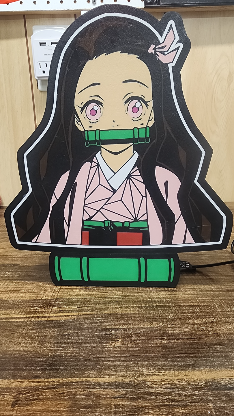 nezuko conduziu luminária by ursoswampdesigns arte sinais logotipos demônio assassino caixa luz almp anime tanjiro lâmpada led 3D print model - Mito3D