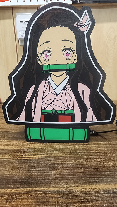 nezuko led lamp by bearswampdesigns art signs & logos demon slayer lightbox almp anime tanjiro ledlamp 3d print model - Mito3D