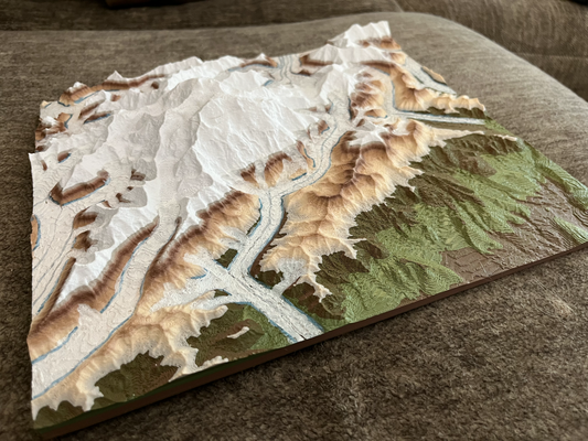 mount denali mckinley by paleojon education geography terrain topography topographic glacier mountain alaska climbing tallest biggest ice snow peak 3d print model - Mito3D