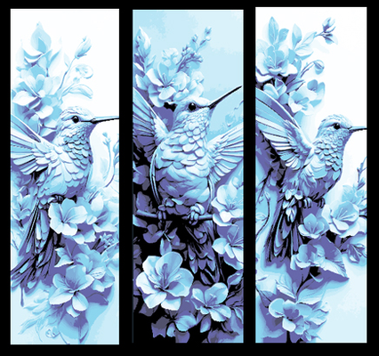 schönheit of kolibri fliegend blumen einstellen 3 lesezeichen by abonnieren kunst 2d vogel summend vogelkunst natur buch marker hutschmiede 3d print model - Mito3D