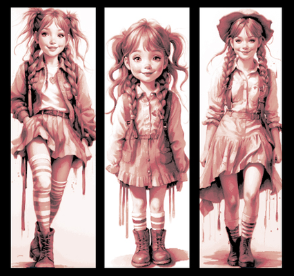 pippi longstocking is coming on town - no one set of 3 bookmarks by mclanesmemories art 2d pippy log stocking redhead ginger troublemaker book mark bookmark marker hueforge 3d print model - Mito3D