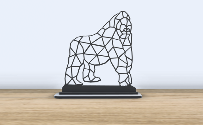 geometric poly - gorilla stand by jf-699 art 2d ape primate 2024 office accessories accessory animal polygon desk decor 3d print model - Mito3D