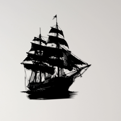 navire mur art by ri0m0 2d voile océan voyage mer bateau maritime nautique aventure l'eau voyage navigation pirate cargaison croisière historique exploration plate forme ancre 3d print model - Mito3D