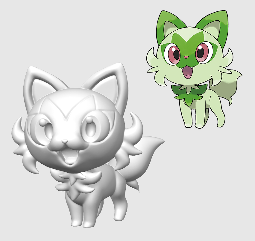 pokémon sprigatito single + multi farbe neu gemischt by oppie design spielzeuge spiele zeichen 3d pokémonart figur spielzeug katze katzenartig 3D print model - Mito3D